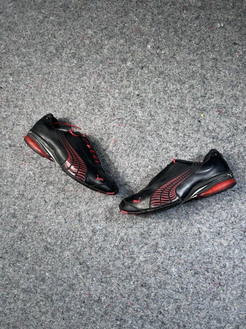 Puma Cell Driving Shoes Men’s US 11 Black Red Leather Racing Sneakers